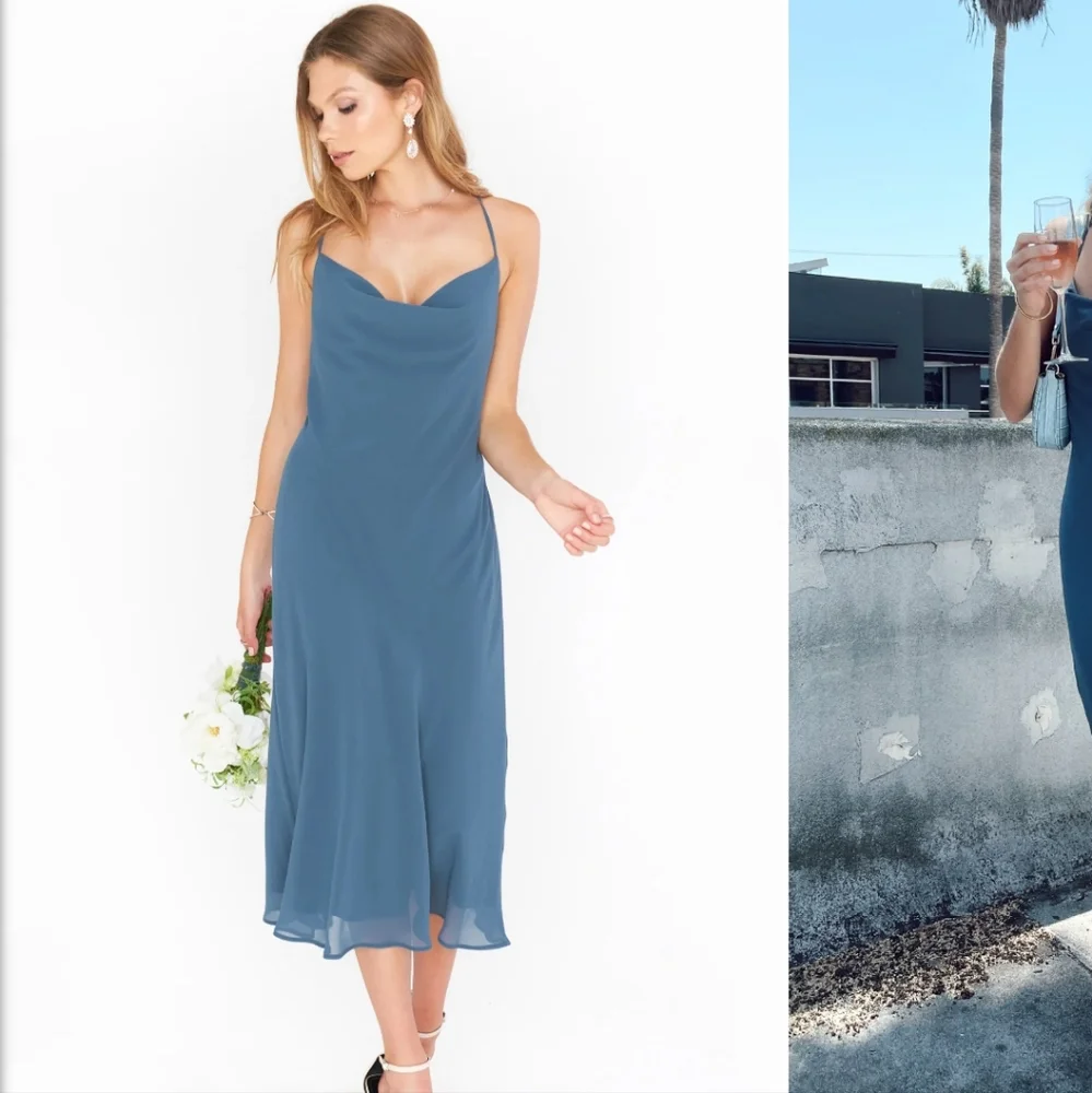 Show Me Your Mumu Wedding Bridesmaid Dress Verona Cowl Neck Large Dove Gray‎ - Picture 8 of 11